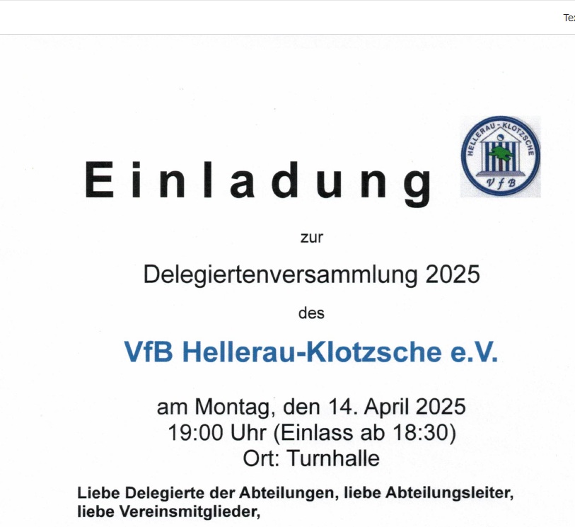 Jahreshauptversammlung des VfB am 14.04.2025 um 19:00 Uhr